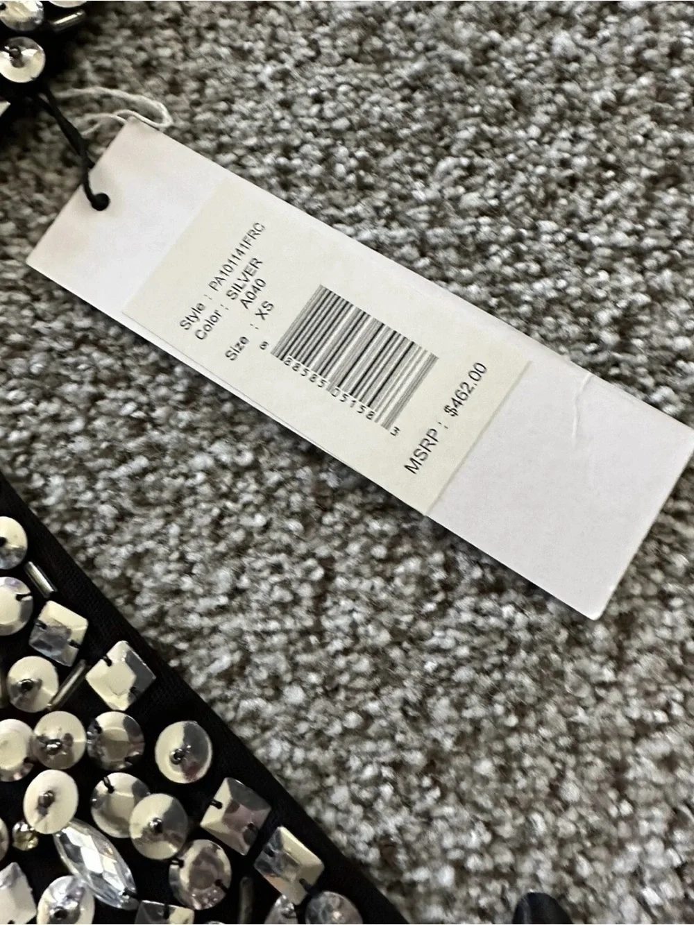 PARKER XS 0 2 Black Mariah Dress Silver Ice Cut Jewels Studs Gems NWT R$462 RARE